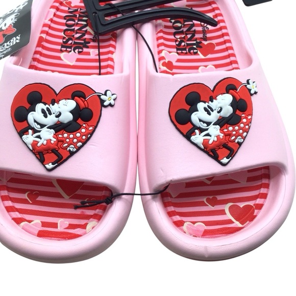 Ground Up Mickey & Minnie in Love Women's Cloud Comfort Flip Flop Slides Size 8 - Picture 3 of 7